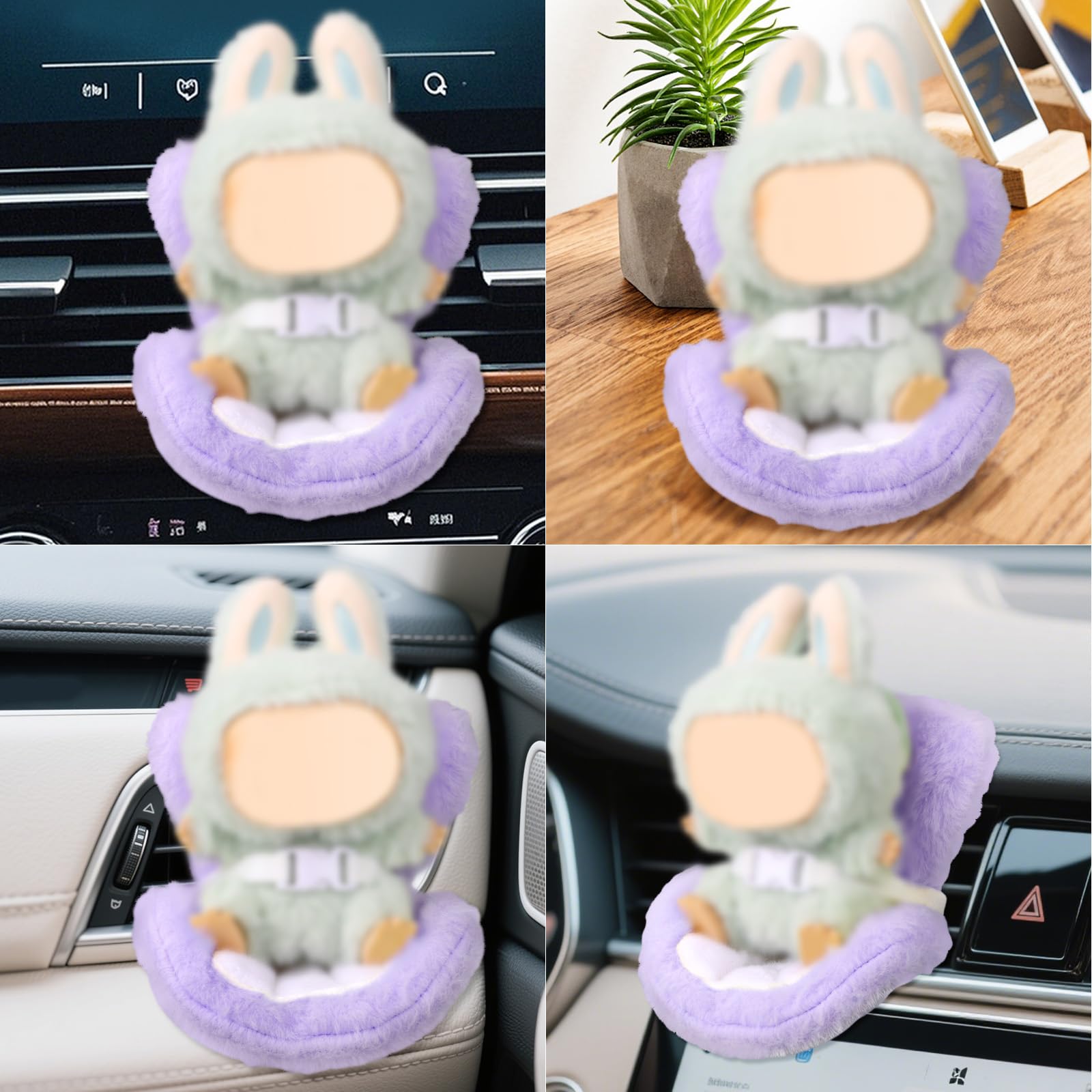 lasuroa Asiento Coche para Muñecas, Cojines Suaves y Peludos Asiento Decorativo con Caja Clip Cinturón Seguridad Ventilación Adorno Escritorio para Exhibir(Morado)