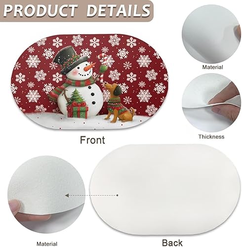 Miniatura 121 de Heat Resistant Placemats Oval Placemats Set of 6 Leather Washable and Wipeable Non Slip Place Mats, Waterproof Modern Dining Table Mats, Oval Floral