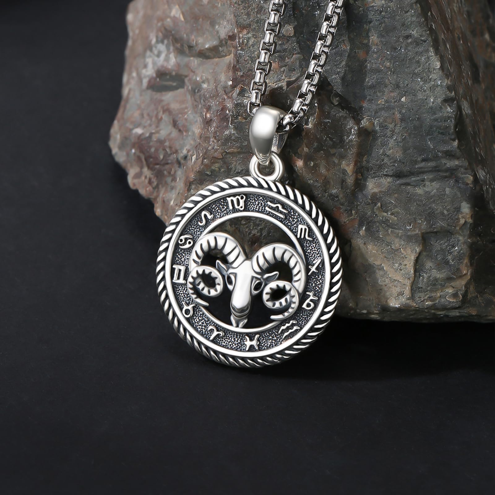 12 Zodiac Pendant Necklace 925 Sterling Silver Oxidized/Gold Zodiac Pendant Astrology Jewelry Gifts for Women Men Unisex Birthday Valentiens Day Gifts, with Stainless Steel Chain