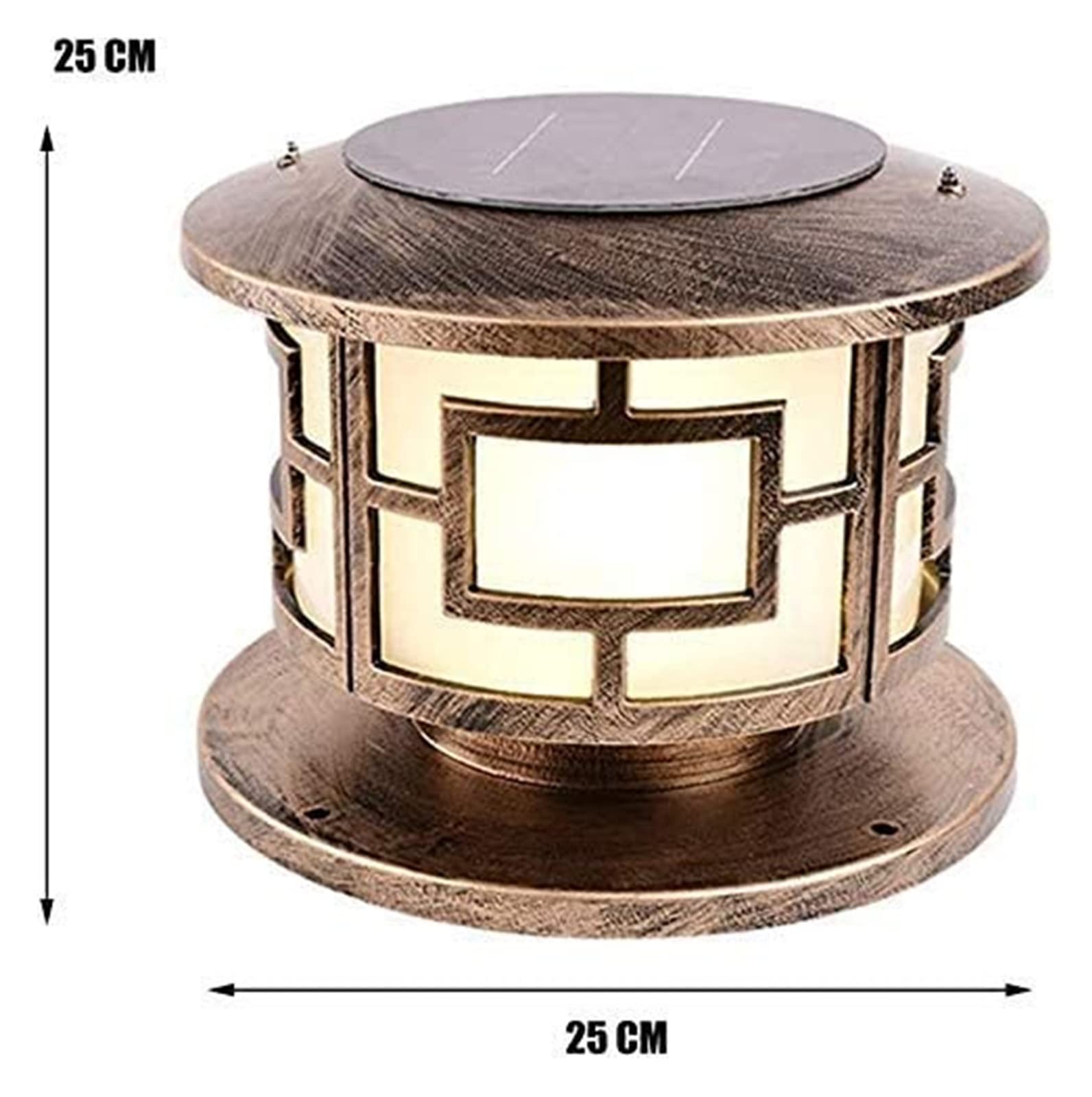 Lampada da cortile Solar Outdoor Post Cap Lights Lampada da giardino impermeabile in bronzo Lampada da pilastro a palo retrò antica Lampada a colonna in alluminio Lampione da giardino Patio Decorativo