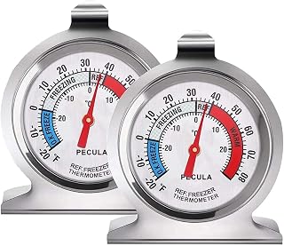 2pcs Refrigerator Freezer Thermometer 30-30°C/20-80° Large Dial Red Accurate Temperature Fridge Cooler