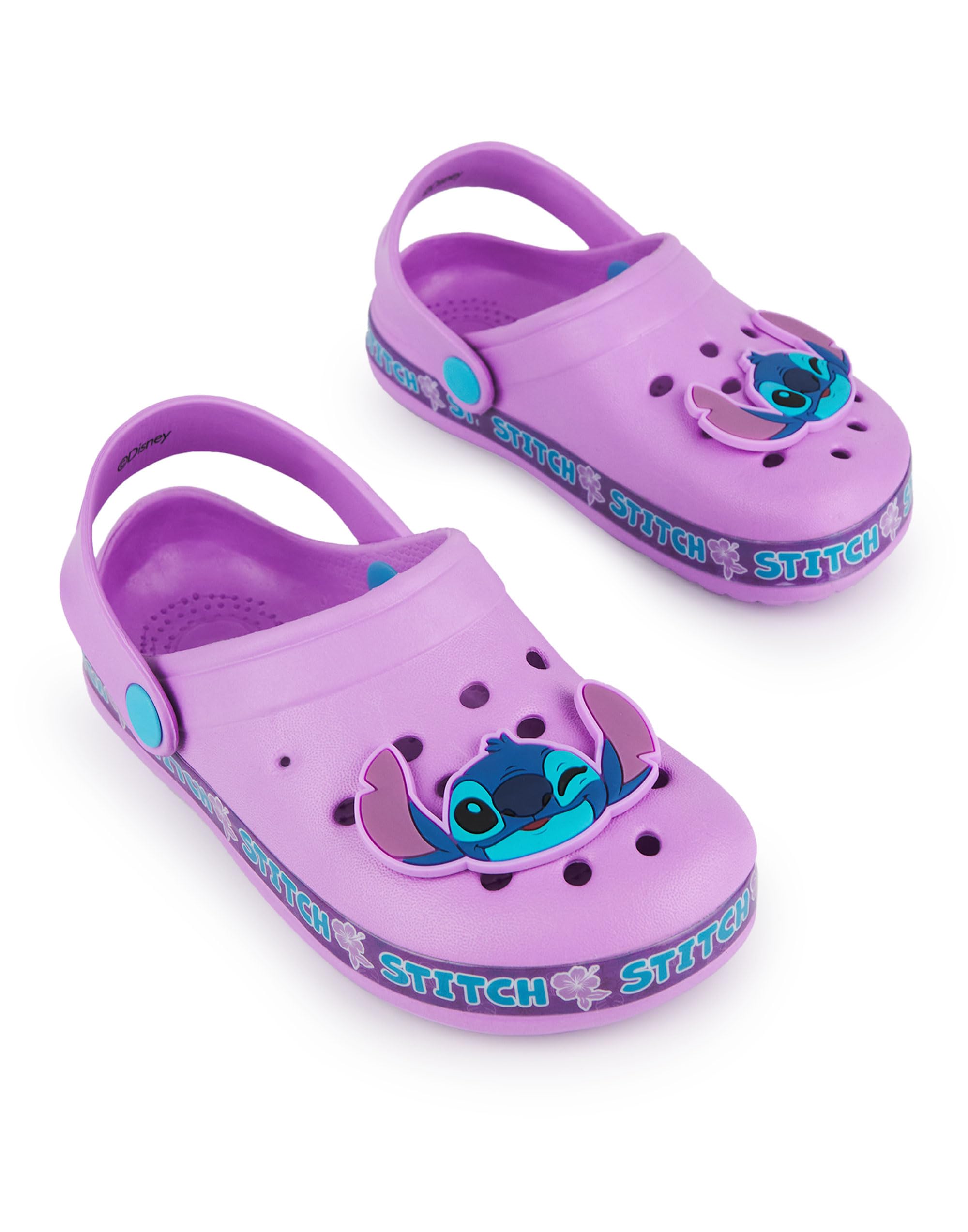 Disney Sabots Lilo & Stitch pour Filles | Chaussures Enfant à Enfiler avec Breloques Stitch Roses | Sandales/Mules d'intérieur et d'extérieur à l'effigie du Personnage, avec Bride Ajustable