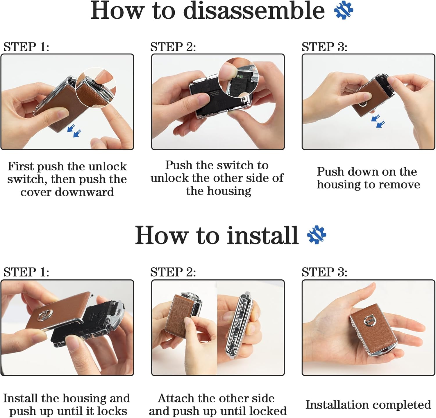 Car Key Case Fob Cover for Volvo XC90, XC60, XC40, S60, S90, V90, Polestar 1, Polestar 2, Top Layer Cow Leather(Green) - Image 4