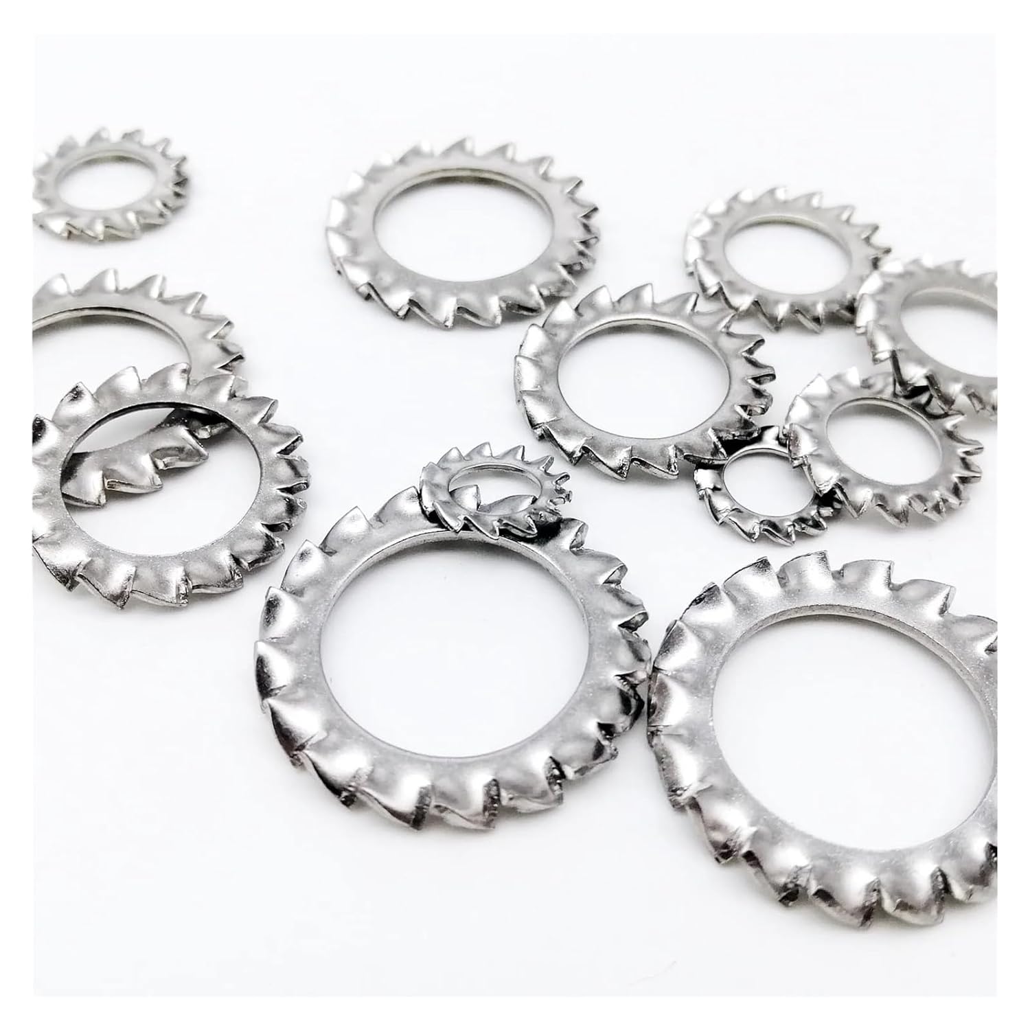 304 Stainless Steel External Toothed Serrated Lock Washer Gaskets M2.5-M24 Pack(M16)