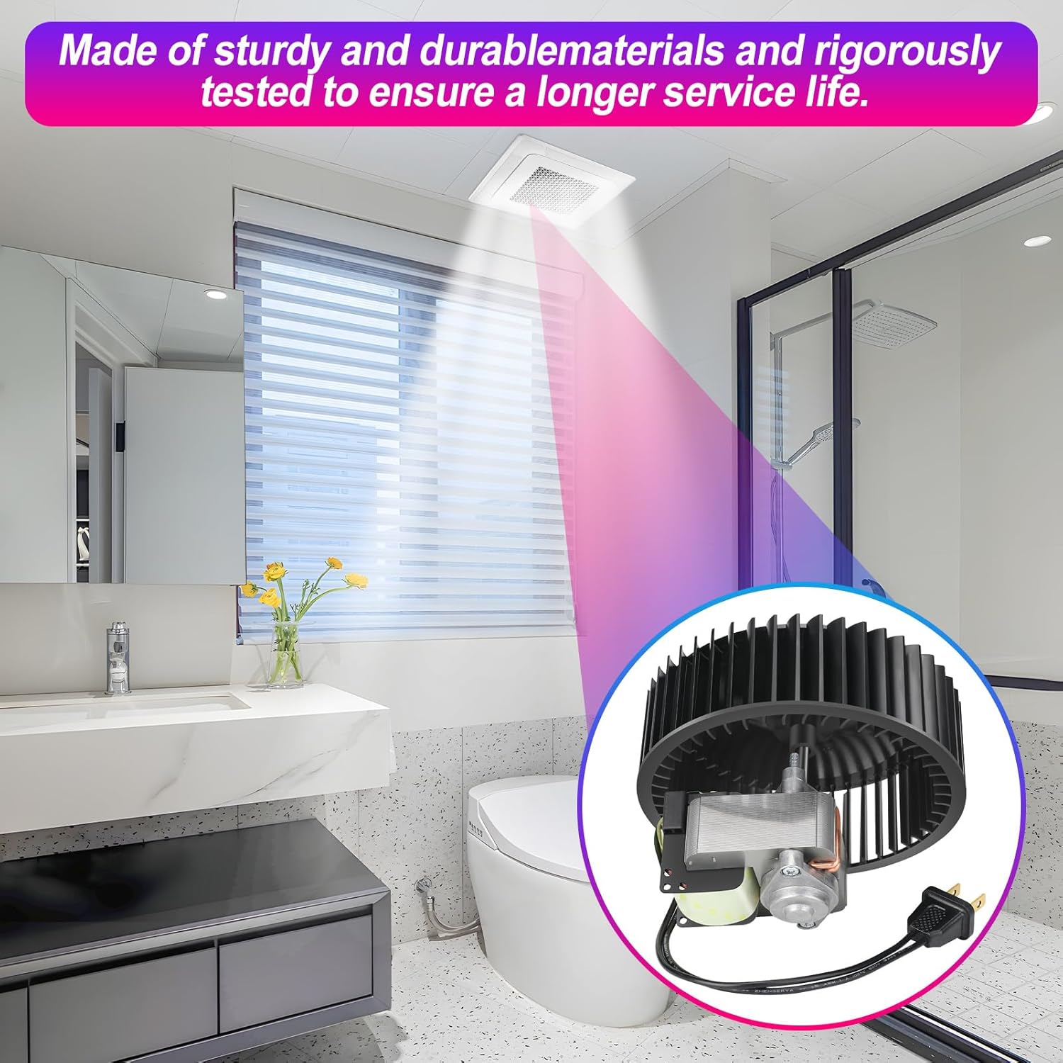 S97017450 Replacement Bathroom Vent Fan Motor for 771, 771-A - 70 CFM, 3000 RPM, Super-Quiet Performance, Simple Install, Includes Motor (99080599) and Blower Wheel, High Airflow Ventilation