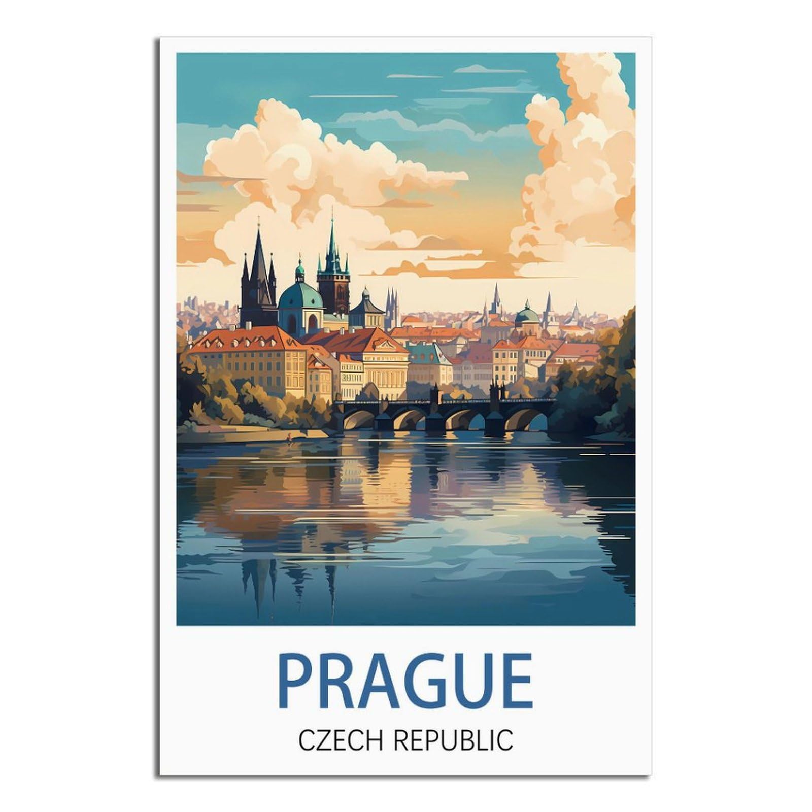NAEGV Paint by Numbers for Adults Prague Czech Republic Children, Beginners, DIY Gift Arts Kits with Brushes and Acrylic Pigment 50x60cm