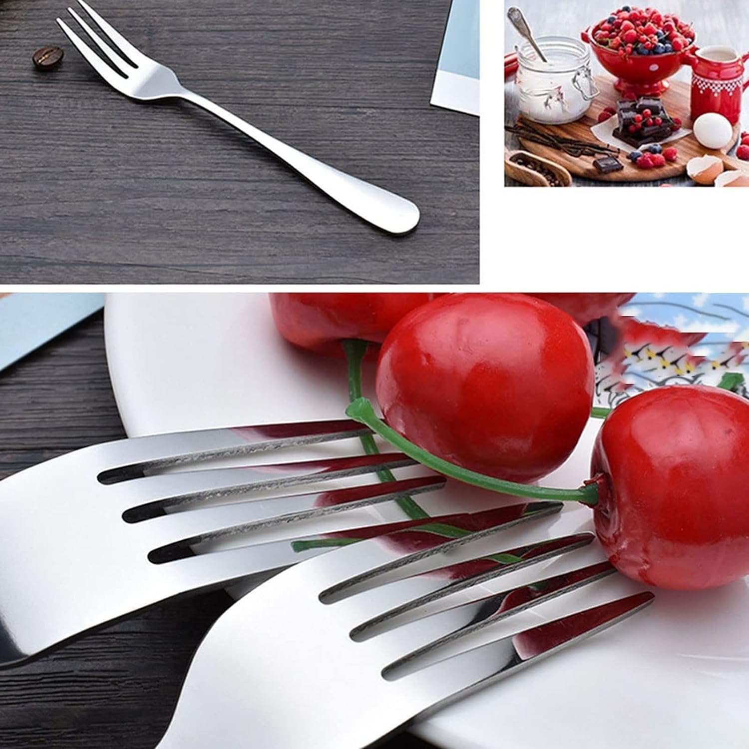 Fourchettes à Dessert durables en Acier Inoxydable, fourchettes à Salade, Desserts, Fruits, for Cuisine, Restaurant, fête, Glaces(5piece)