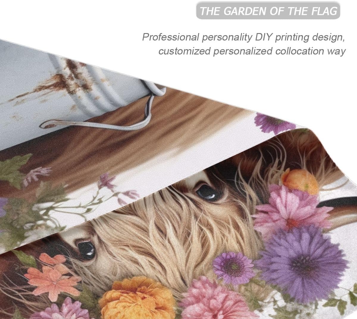 Highlands Cow and Flowers Festival Garden Flags for Outside 28 x 40 Inch Large Double Sided Yard Flag