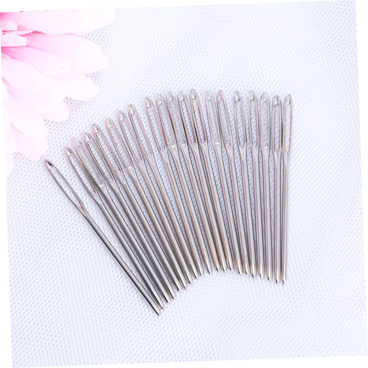 KONTONTY 20pcs Stainless Steel Large Eye Stitching Needles for Cross Stitching Yarn Sewing