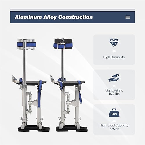 Miniatura 4 de Zancos para paneles de yeso para adultos, alturas ajustables de 15 a 23 pulgadas, pilotes de aluminio para trabajar en lugares altos, color plateado
