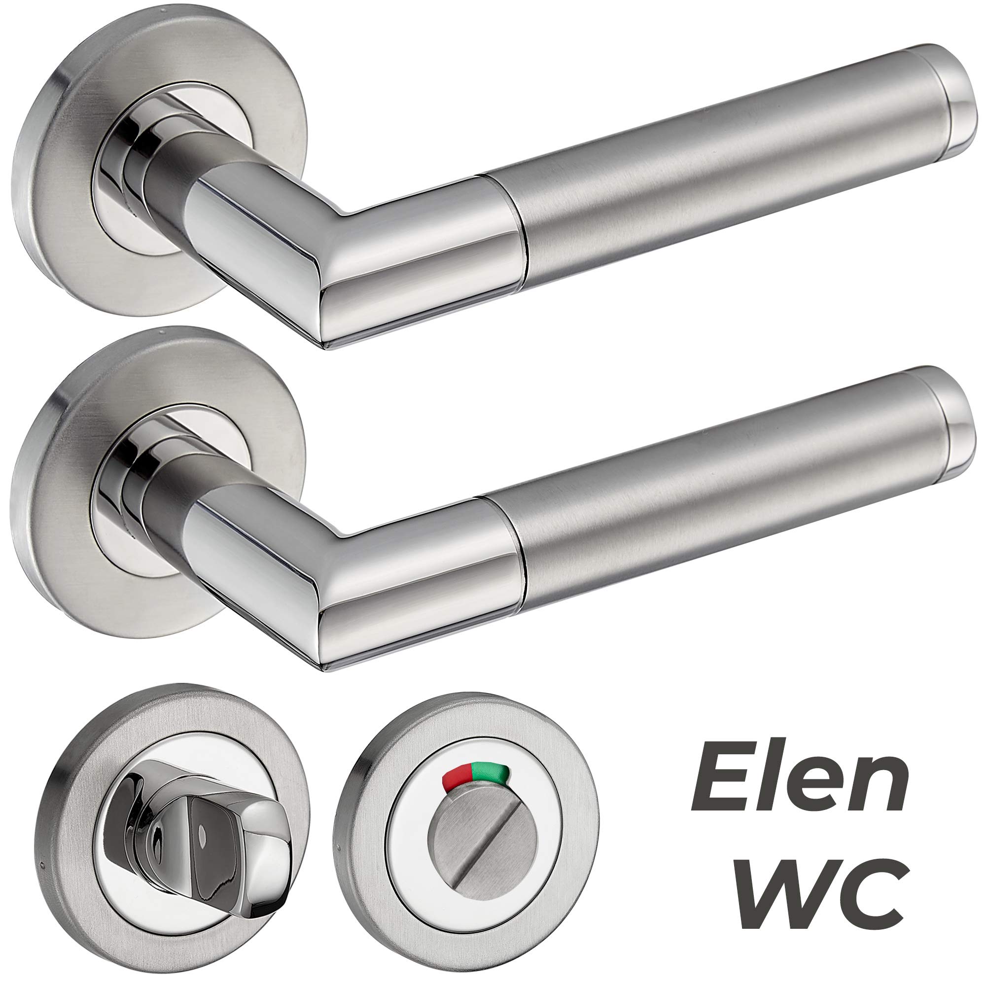 Stahlia door fitting stainless steel handle set ELEN interior doors room door round door handle, Handle Set \"Elen\", WC-BATHROOM - Image 2