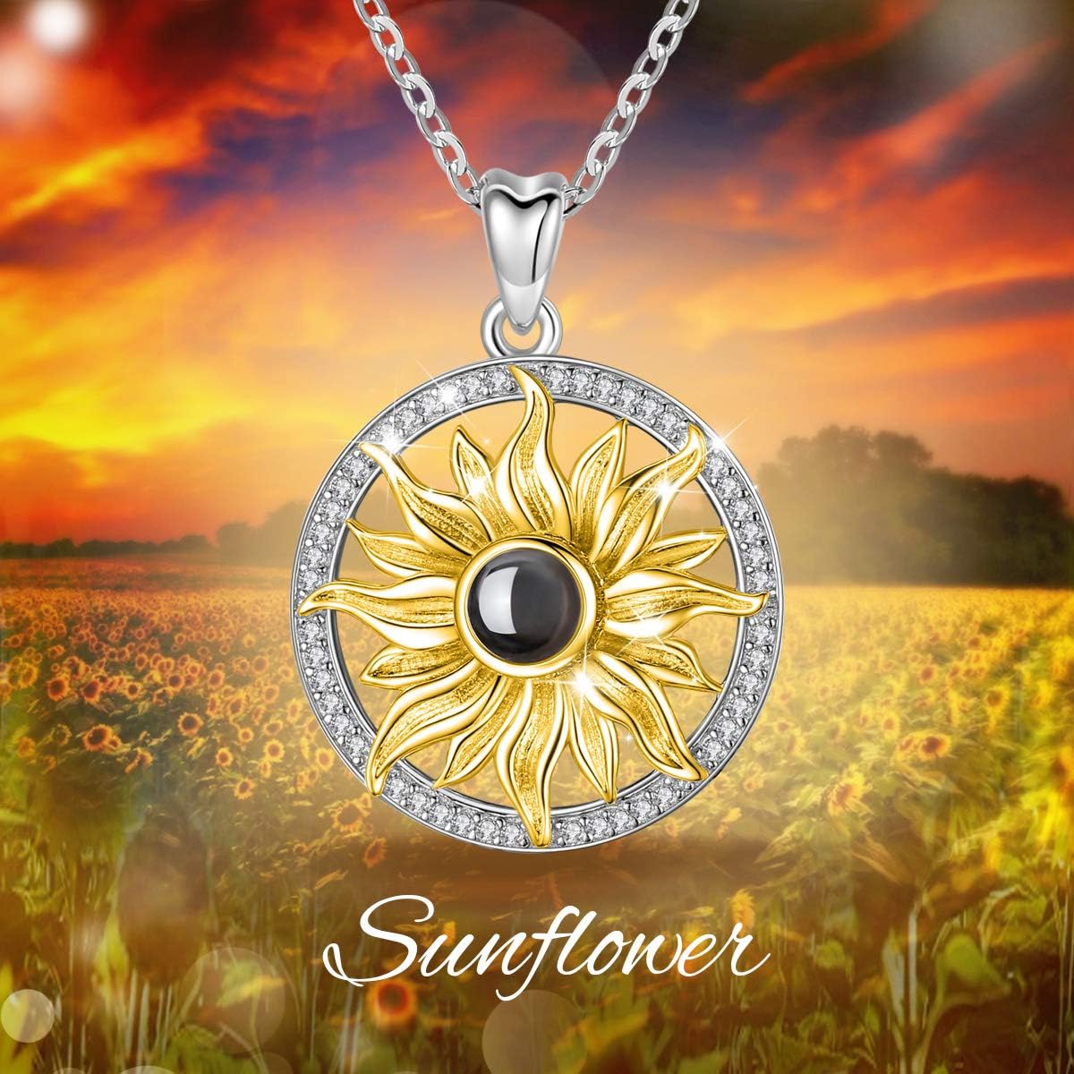 INFUSEU 925 Sterling Silver Necklaces for Women Girls, Sun Moon Star Butterfly Snowflake Jewelry, 18 Inch Chain