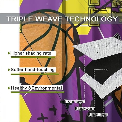 Vista 155 de Boys Sports Curtains Basketball Football Baseball Flame Pattern Printed Curtains Kids and Teenagers' Bedroom Living Room Blackout Curtains W42 * L54