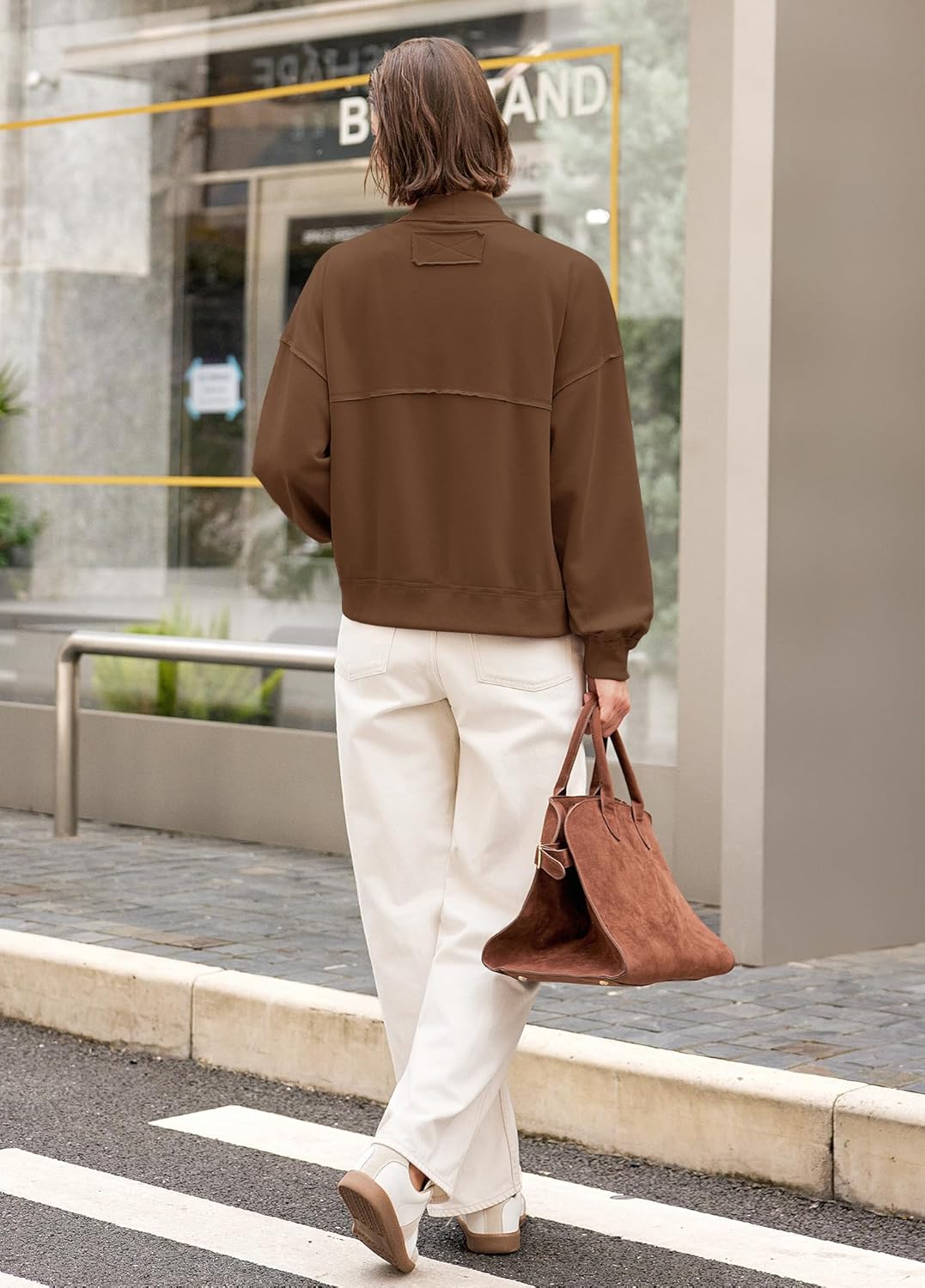 Panadila Womens Cropped Jackets Oversized Cardigans Long Sleeve Open Front Sweatshirt Cardigan Fall Coats - Image 5