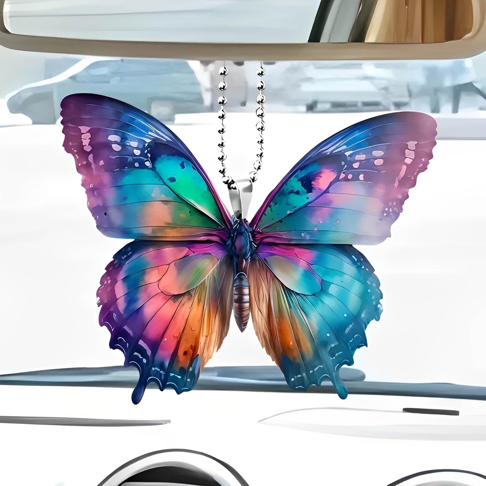 Ornamenti da appendere a farfalla personalizzati per auto, ciondoli per specchietto retrovisore accessori per auto cristiani, accessori da appendere allo specchio dell'auto (G