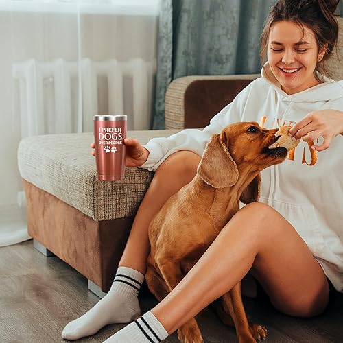 Miniatura 4 de Regalos para los amantes de los perros, vaso de acero inoxidable con texto en inglés "I Prefer Dogs Over People", regalos de mamá para mujeres,
