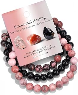 Vinswet 8mm Tiger Eye Hematite Black Obsidian Stretch Bracelet - Triple Protection Healing Crystal for Women Men Reiki Gifts