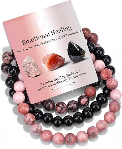 Vinswet Healing Crystal Bracelets for Women and Men, 8mm Tiger Eye, Hematite, Black Obsidian, Natural Stone Beaded Stretch Bracel…