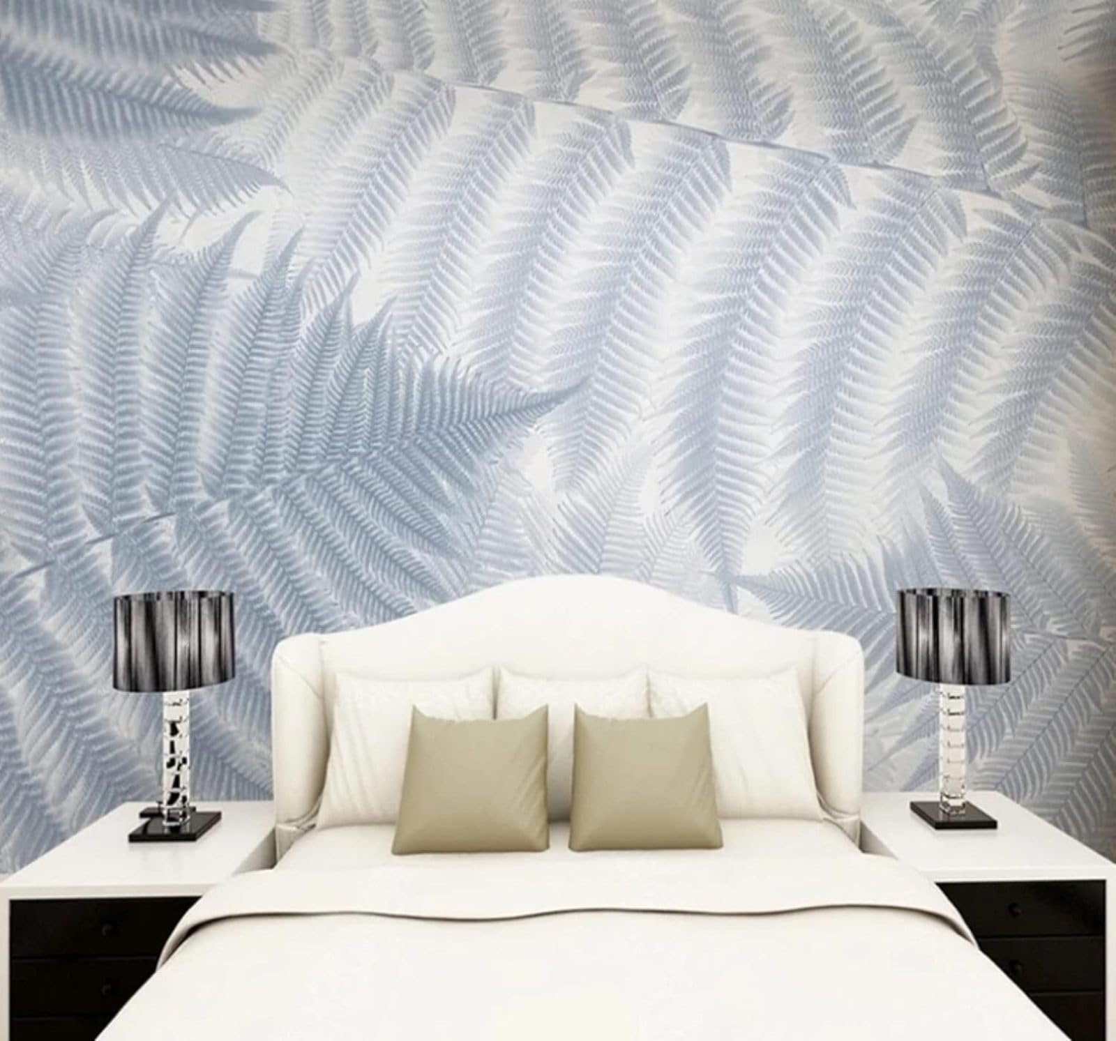 XLMING Minimalist Hand Drawn Blue Plants Leaves 3D Wallpaper Luxury Silk Study Dining Feature Sofa Grey Bedroom Living Room Tv Decorative Wall-350cm×256cm