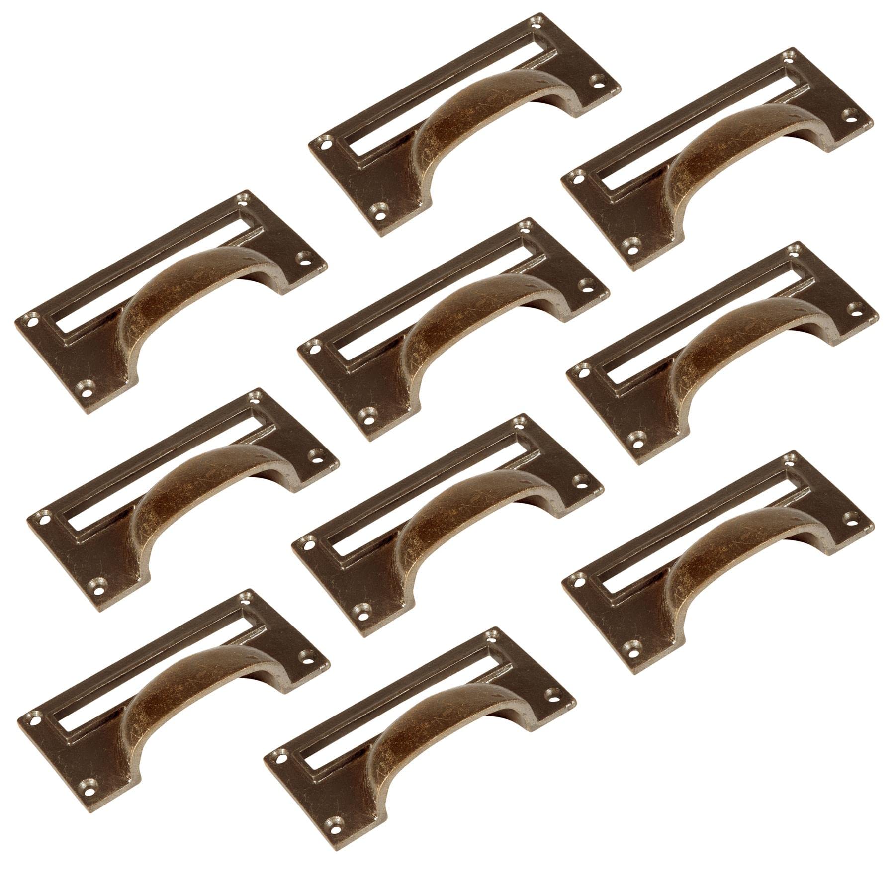Hammer and Tongs Filing Cabinet Drawer Pull with Card Frame - Gold - Pack of 10