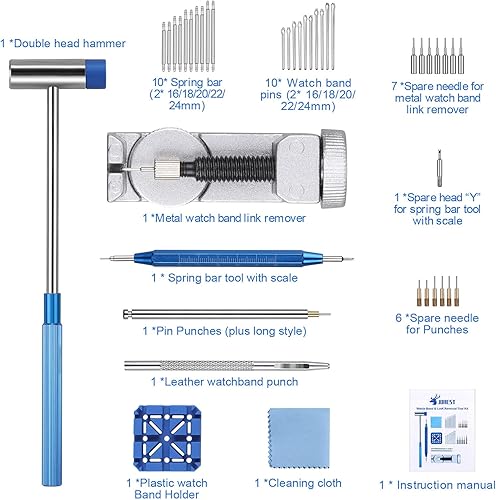 Miniatura 8 de JOREST Kit de herramientas para correa de reloj, kit de reparación para ajuste de correa de reloj, reemplazo y cambio de tamaño, con herramienta de