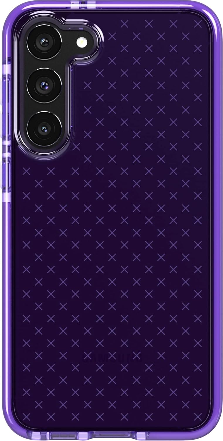 tech21 Evo Check for Samsung Galaxy S23 Plus - Digi Purple 16ft Drop Protecion Shockproof Shock-Resistant and Scratch-Resistant Phone Case
