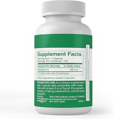 Miniatura 3 de PURE ORIGINAL INGREDIENTS Benfotiamina, (100 cápsulas) siempre pura, sin aditivos ni rellenos, verificado por laboratorio