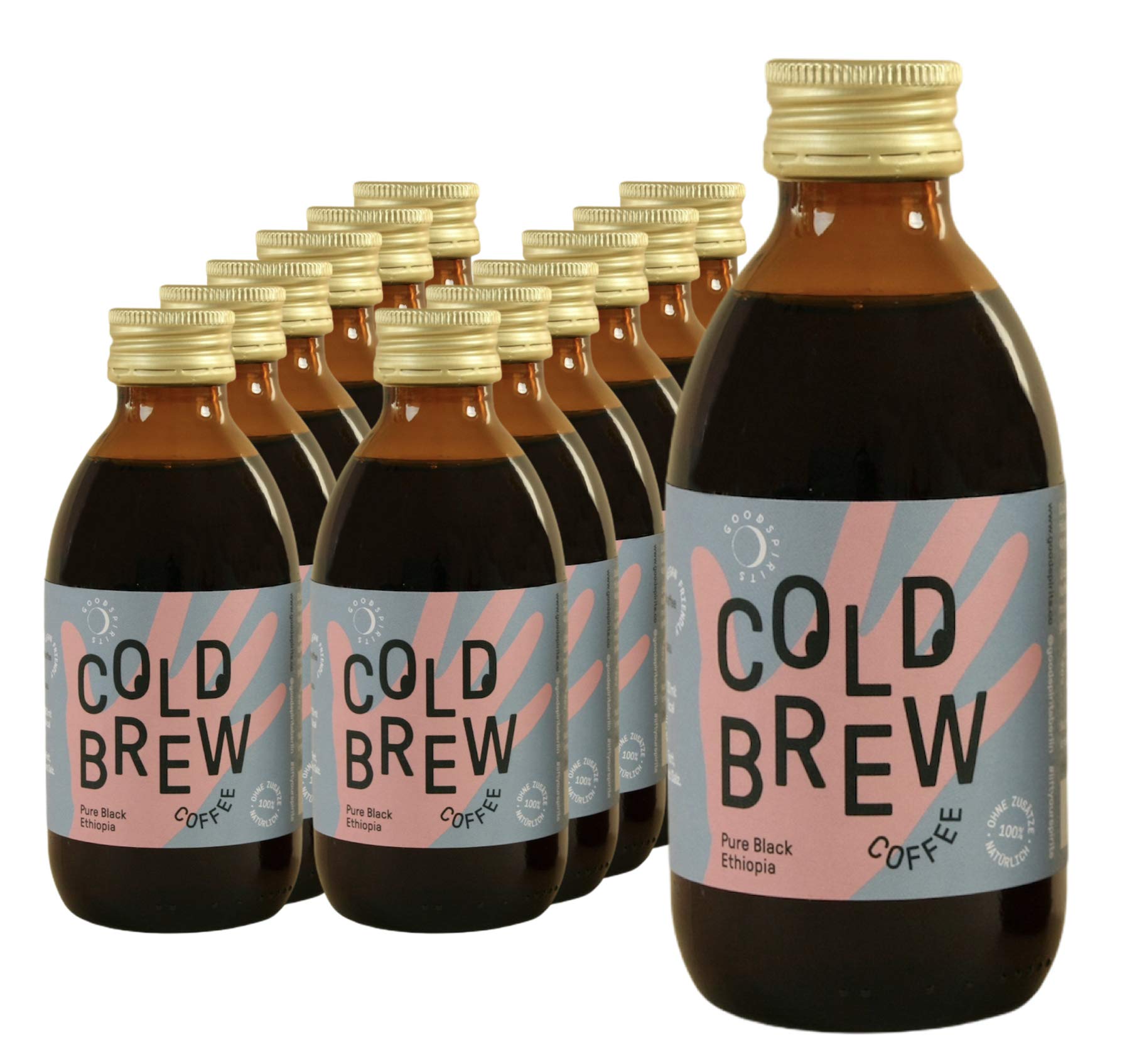 Good Spirits Bio Cold Brew Coffee Pure Black Ethiopia Kaffee Kaltgetränk, EINWEG (12 x 200 ml)