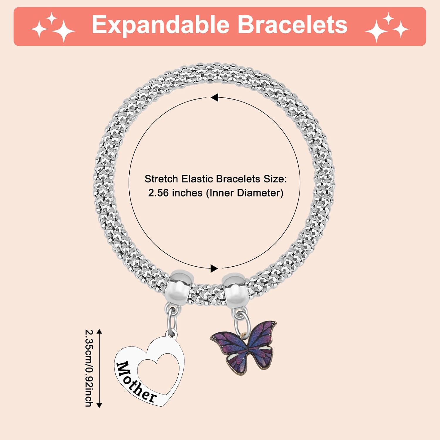 Mother Daughter Bracelets Set for 2 Mom Daughter Gifts 2PCS Bracelet for Woman Christmas Mother's Day Present for Her 2 Piece Stretch Jewelry for Woman from Mom Graduation Birthday Wedding Present - Image 2