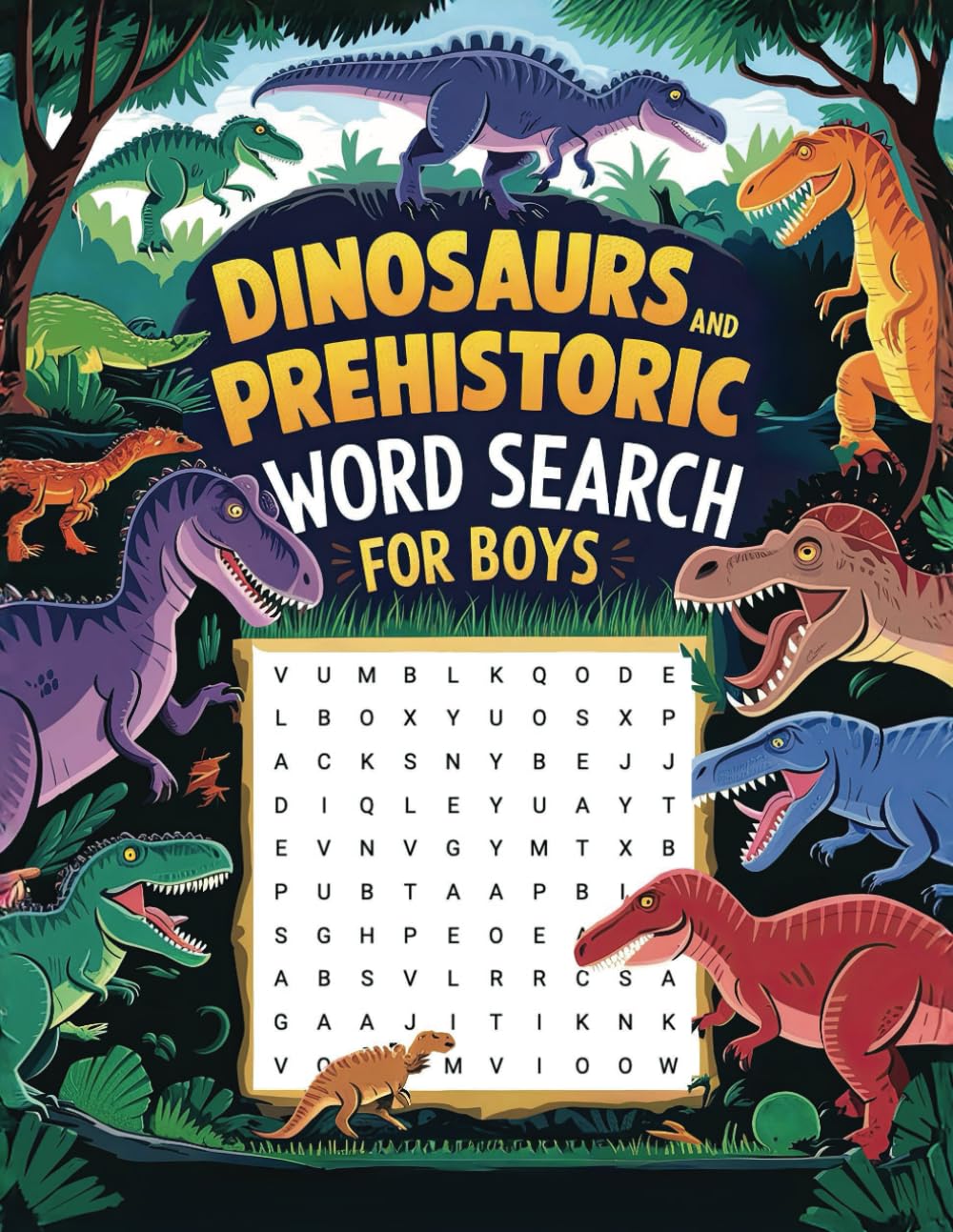 Dinosaurs and Prehistoric Word Search for Boys: Explore Ancient Giants with 100 Exciting Puzzles for Ages 6-12