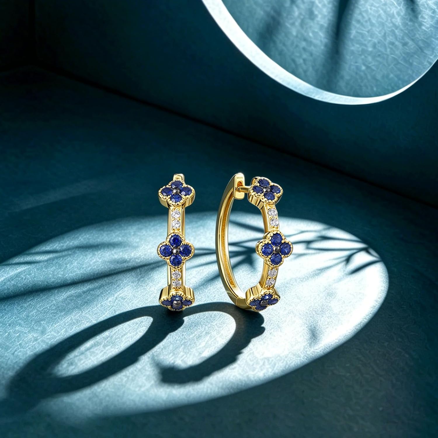Santuzza 925 Sterling Silver Gemstone Flower Hoop Earrings for Women
