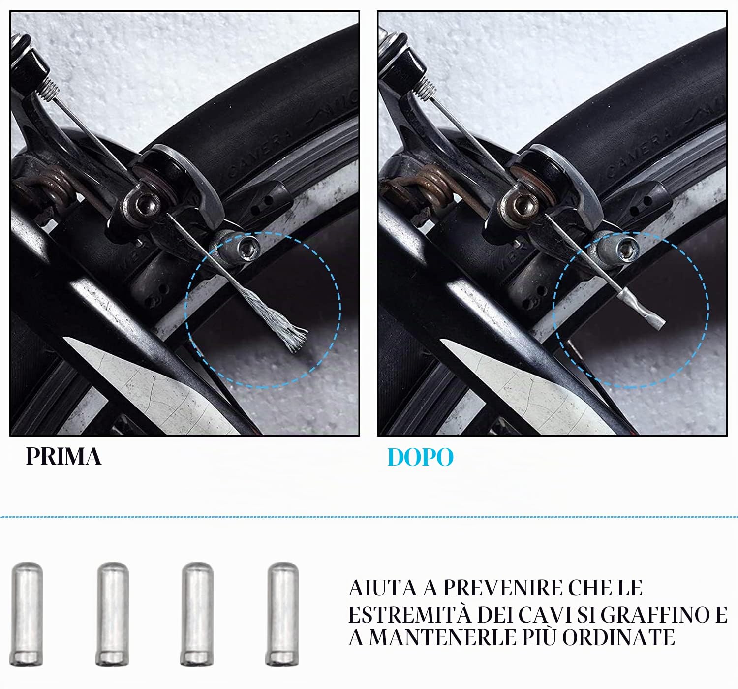 GIAK Cavo Freno Bici Kit Universale Cavi Cambio Bici cavo cambio Guaina freno bici Filo Freno Bici per MTB Montagna e Bicicletta da Strada (Bianco)