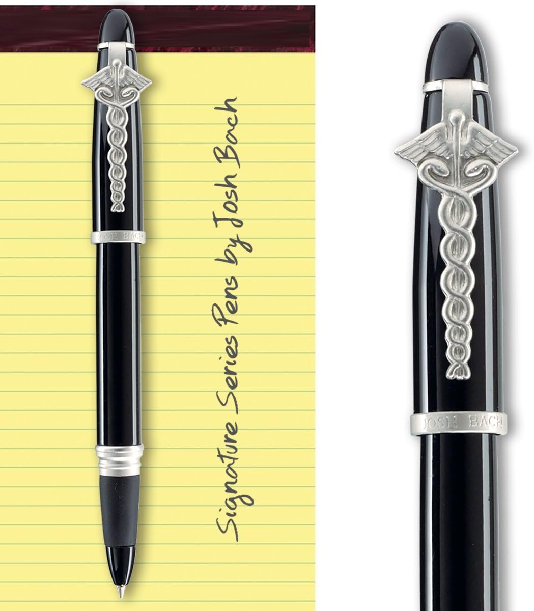 Mens Doctor's Rollerball Gift Pen with Caduceus Emblem Clip