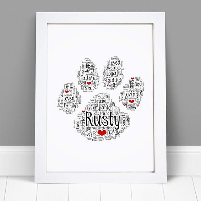 Personalised Paw Print Word Art Print - A5, A4 Prints & Framed