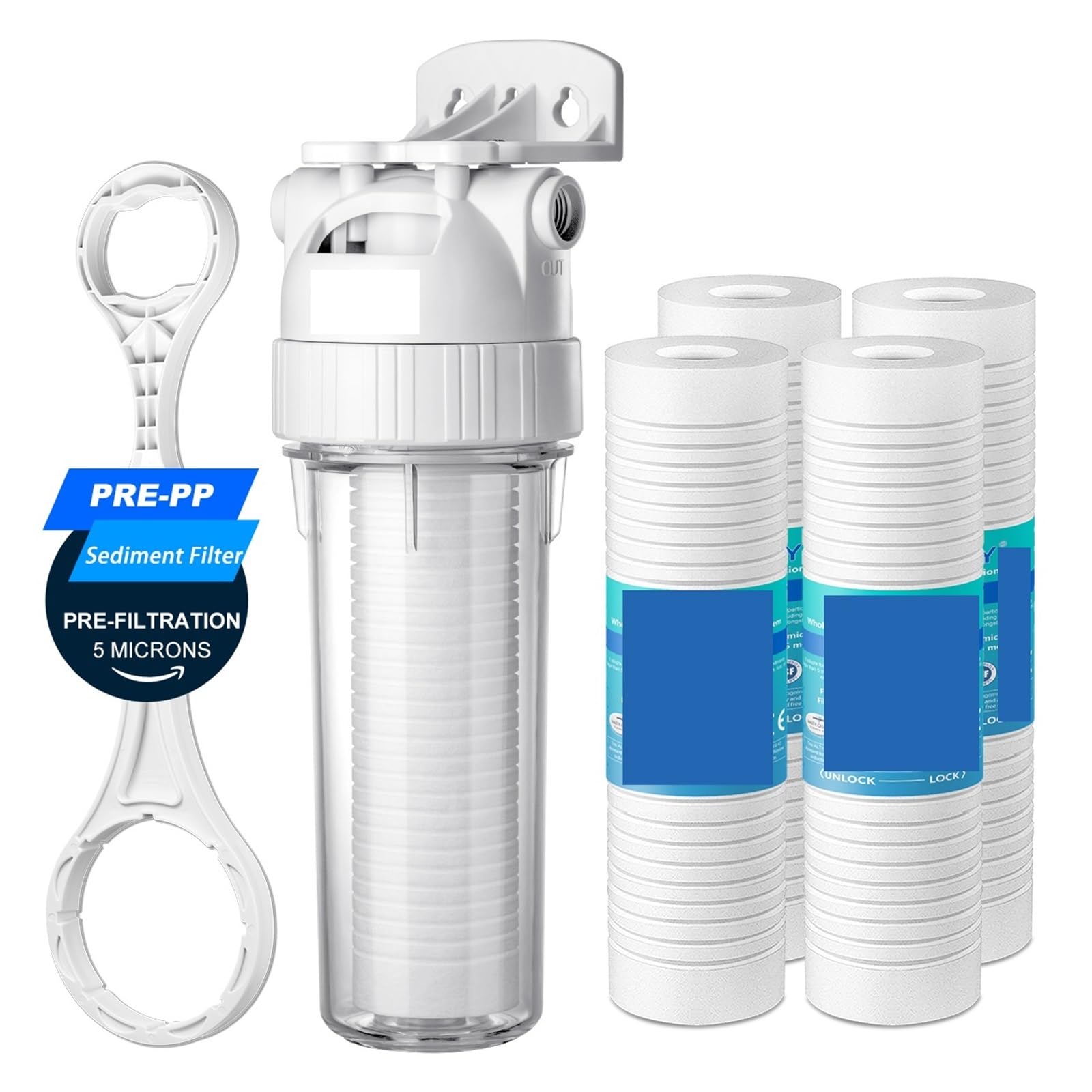 sistema de filtro de agua, Purificador de prefiltro del filtro agua sedimentos toda la casa Micron, algodón PPF 10 pulgadas