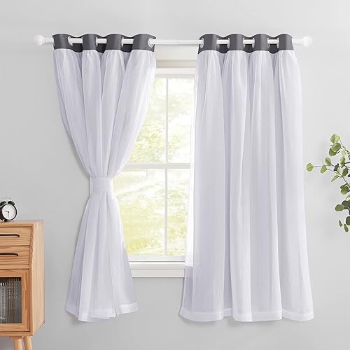 Miniatura 6 de PONY DANCE Paño de cortina opaca de gasa con alzapaños agregados