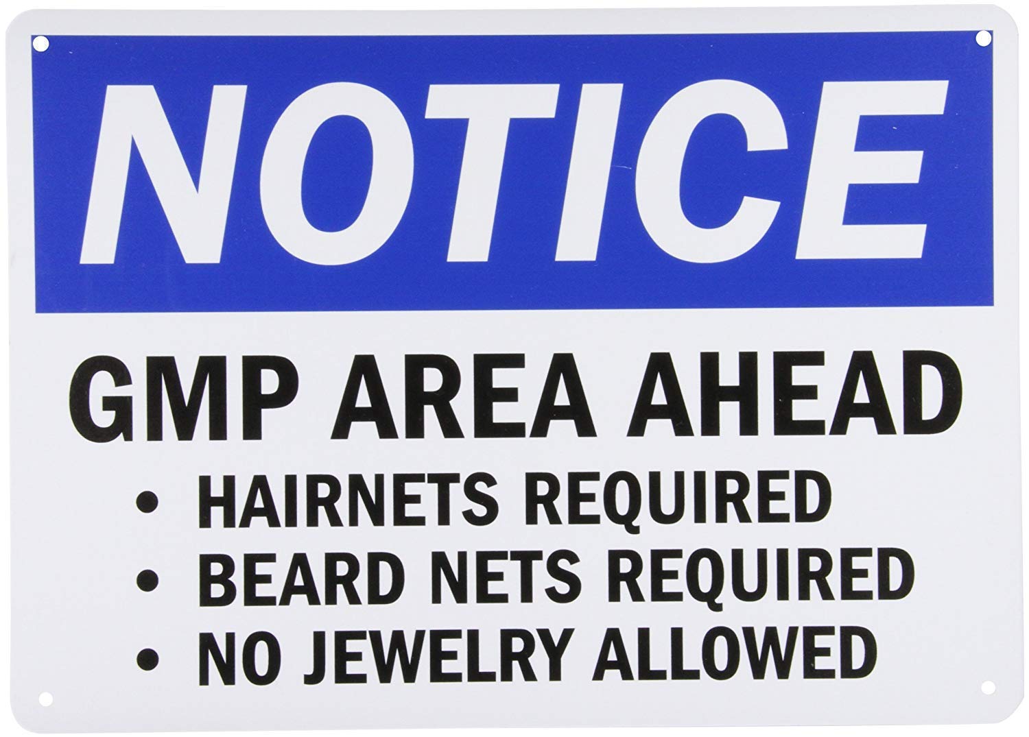 Metal Sign Notice GMP Area Ahead Black Blue on White Room Plaque Sign for Outdoor & Indoor, 8"x12"