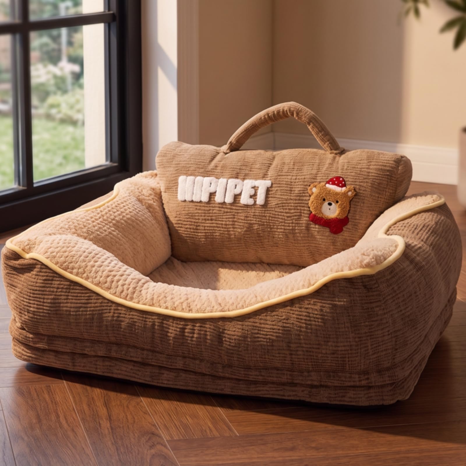 Nido Riposo Gatto Cuccia Divano Sofà Letto con Cuscino Schiena Imbottito E Bordi Rialzati Copertura Esterna Rimovibile E Imbottitura Estraibile Fondo, L, style to 1