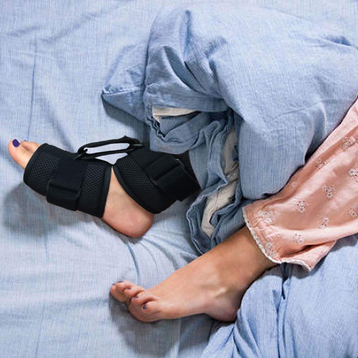 Soporte para pie caído y órtesis de Tobillo y pie, férula AFO Ajustable y Estabilidad de Tobillo para aliviar el Dolor de pie, férula Dorsal de día y de Noche para pie Izquierdo y Derecho