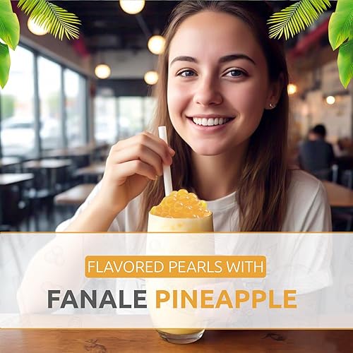 Vista 242 de Fanale Perlas de fresa y mango, veganas, sin OMG, sin gluten, sin grasa, perfectas para té de burbujas, batidos, helados, postres y bebidas, 2