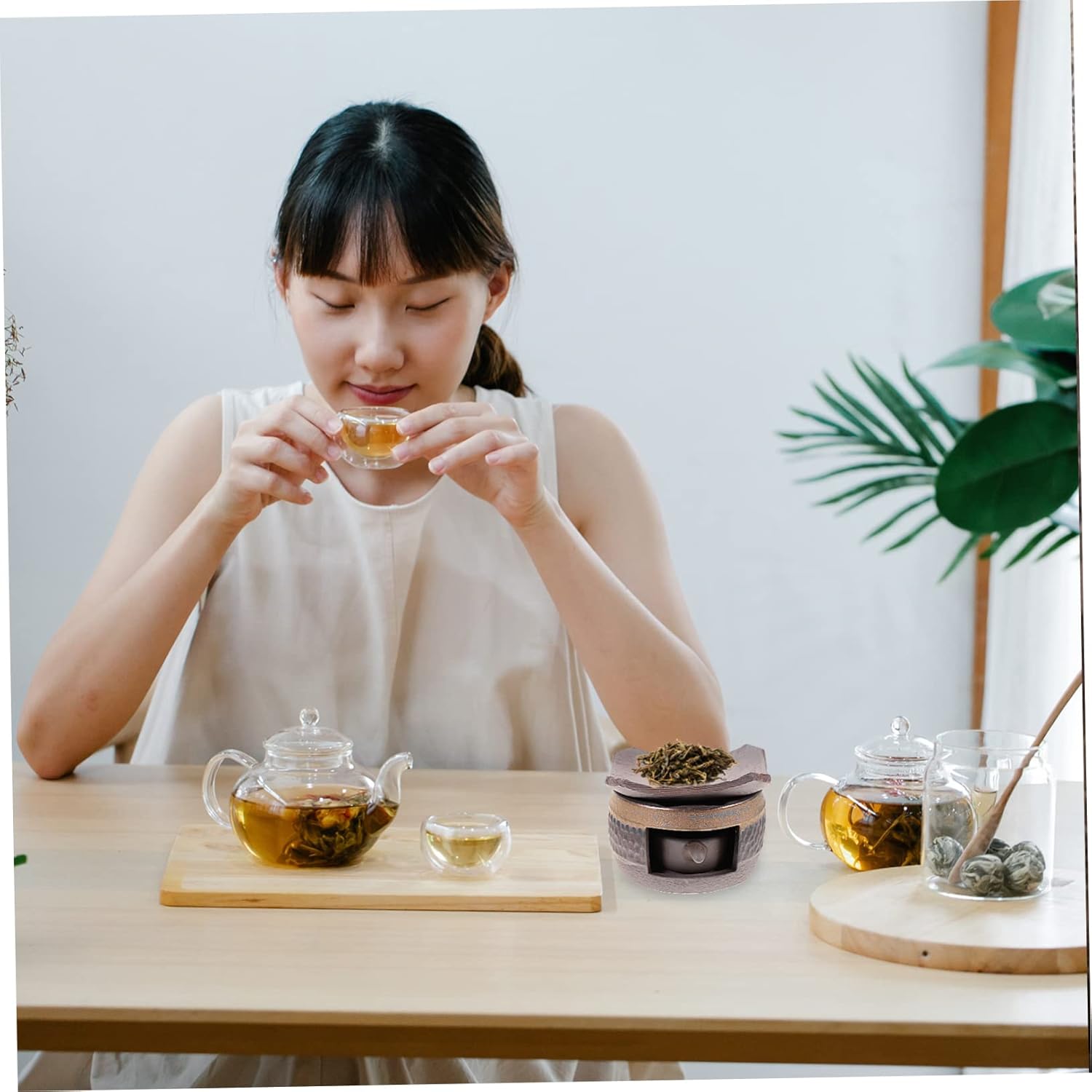 Ceramic Teapot Warmer Tea Warmer for Desk Tea Light Candle Stand Perfect Setting