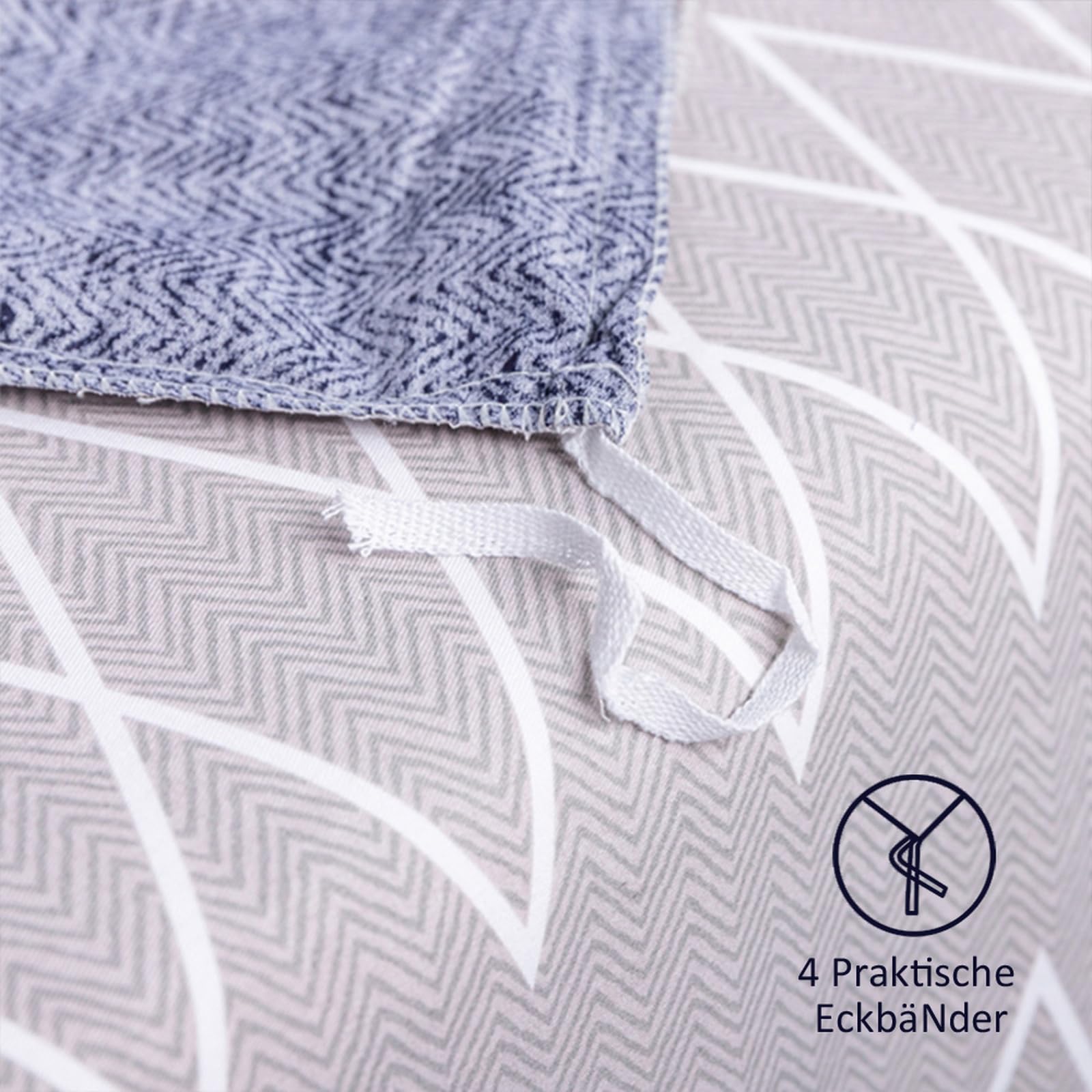 Baumwolle Bettwäsche 160 x 210 cm Bügelfrei knitterfrei Hellblau Grau Wendebettwäsche Bettbezug mit Reißverschluss Einzelbett Bettwäsche Weich Bequem und Atmungsaktiv