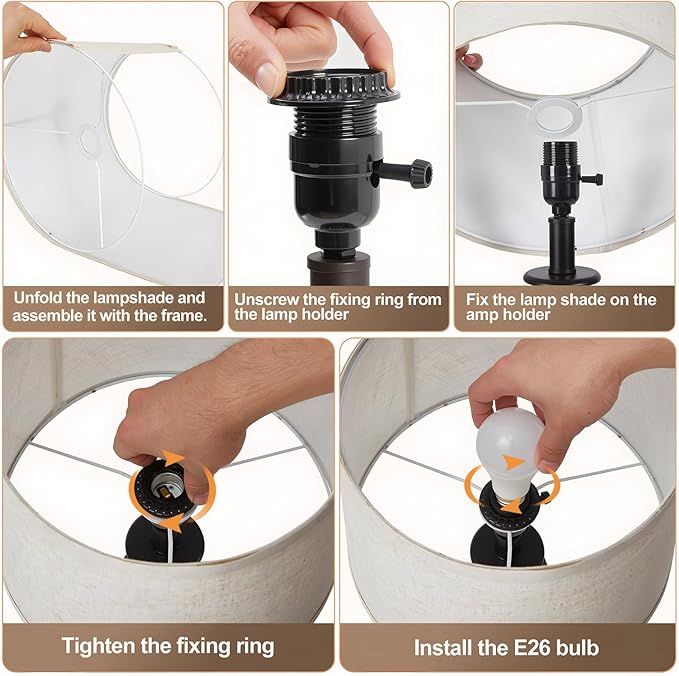 Lámpara de Mesa EJIAXIN Set de 2, 48 cm, Negro y Beige, LED miniatura 7