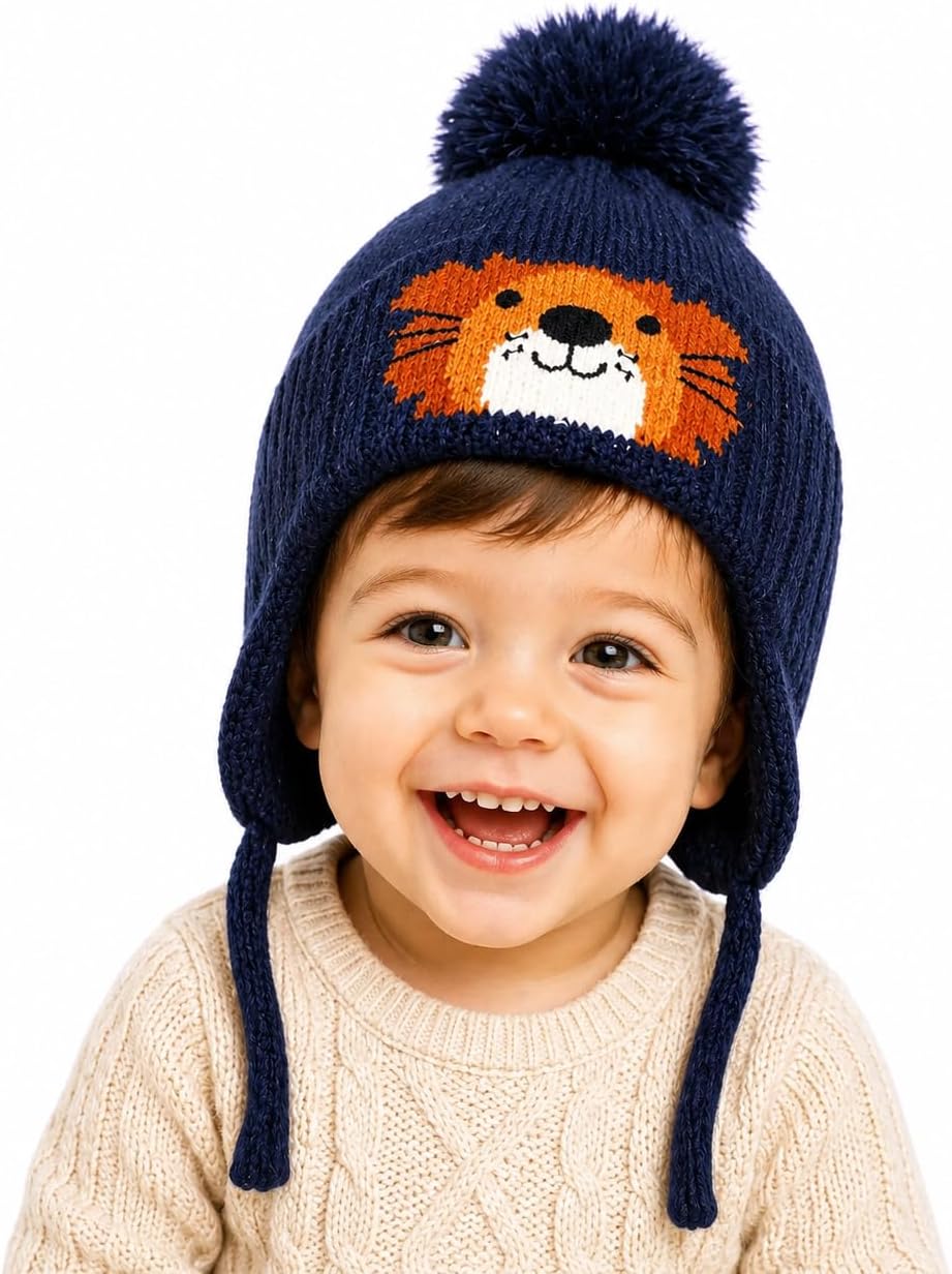 Gorro Infantil De Inverno Com Forro Touca Quentinha Estampa Leão