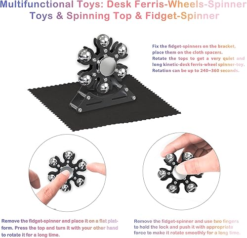 Miniatura 9 de Juguetes antiestrés de escritorio para ruedas de la fortuna 4 mins Kinetic-Metal-Spinner, Gadgets geniales para niños, niños, adolescentes, adultos,