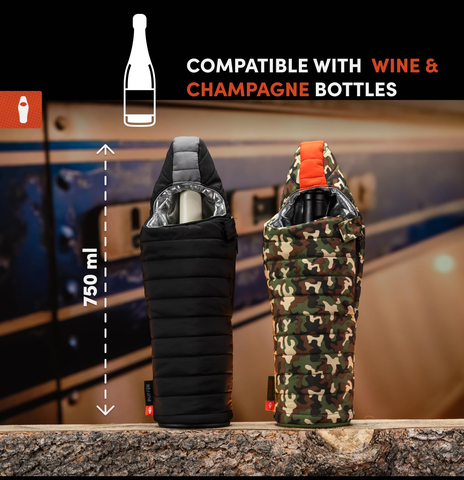 Puffin Caddy Wine Bag Insulated Wine Bottle Cooler, 750 ml - Black & Pewter — Amazon image 5