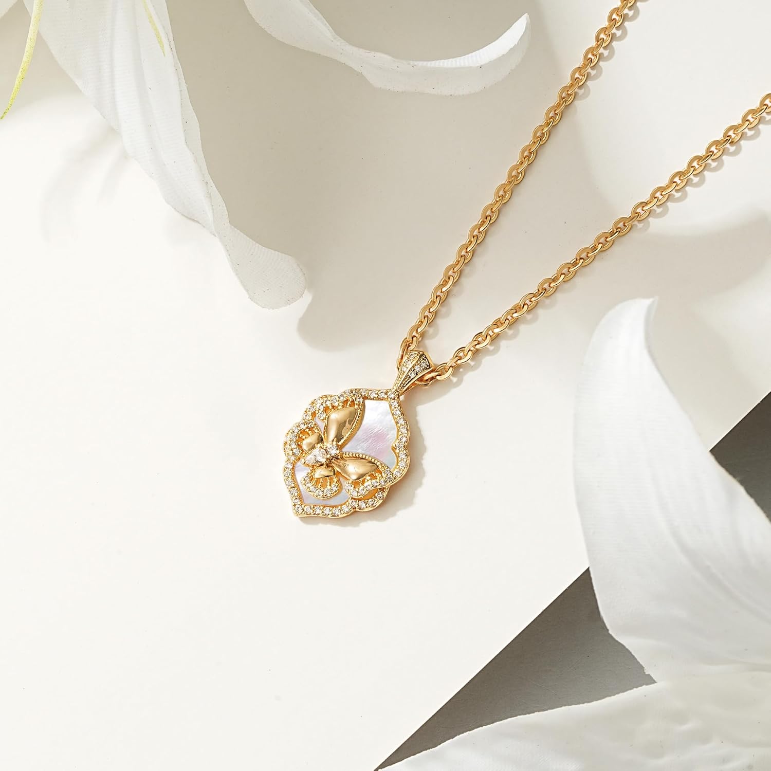 VACRONA Gold Necklace for Women Butterfly Pendant Necklace 14K Gold Plated Charm Necklace Dainty Gold Necklace for Women Trendy Jewelry - Image 8