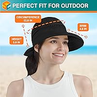 Vista 43 de SUN CUBE Sombrero de sol para mujer para protección UV al aire libre, sombrero de sol de ala ancha, cola de caballo, sombrero de playa convertible