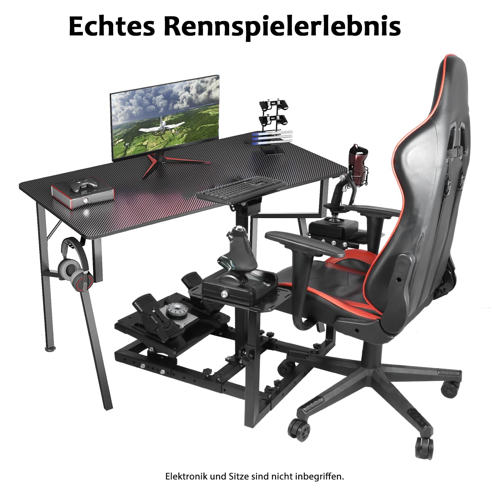 Dardoo Flugsimulator-Ständer passend für Thrustmaster Hotas Warthog, Logitech G25 G27 G29 G920, verstellbarer Lenkradständer