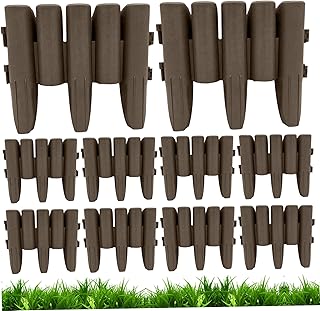 10Pcs Lawn Edging, Plastic Garden Edging Border, Mowing Edge, Imitation Wood, Decorative Border for Flower Bed, Landscape, Walkway, Lawn